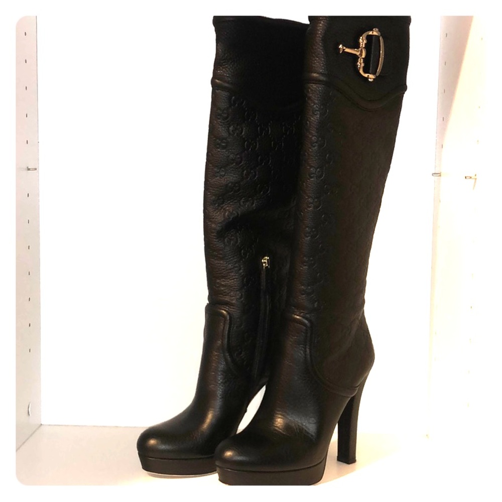 Gucci soft leather GG print Tall Knee Boot